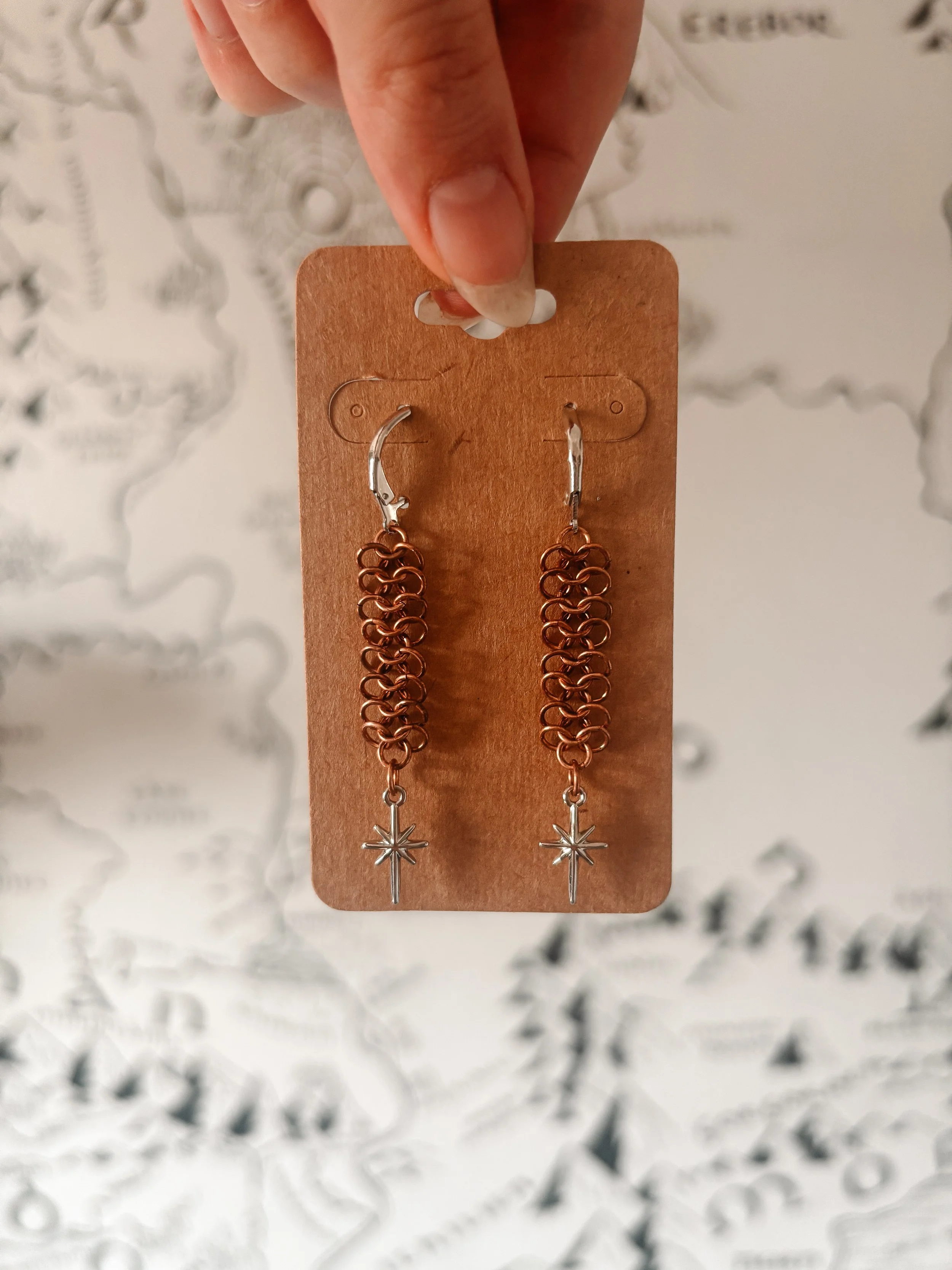 Bronze Micro-Maille Woven Earrings