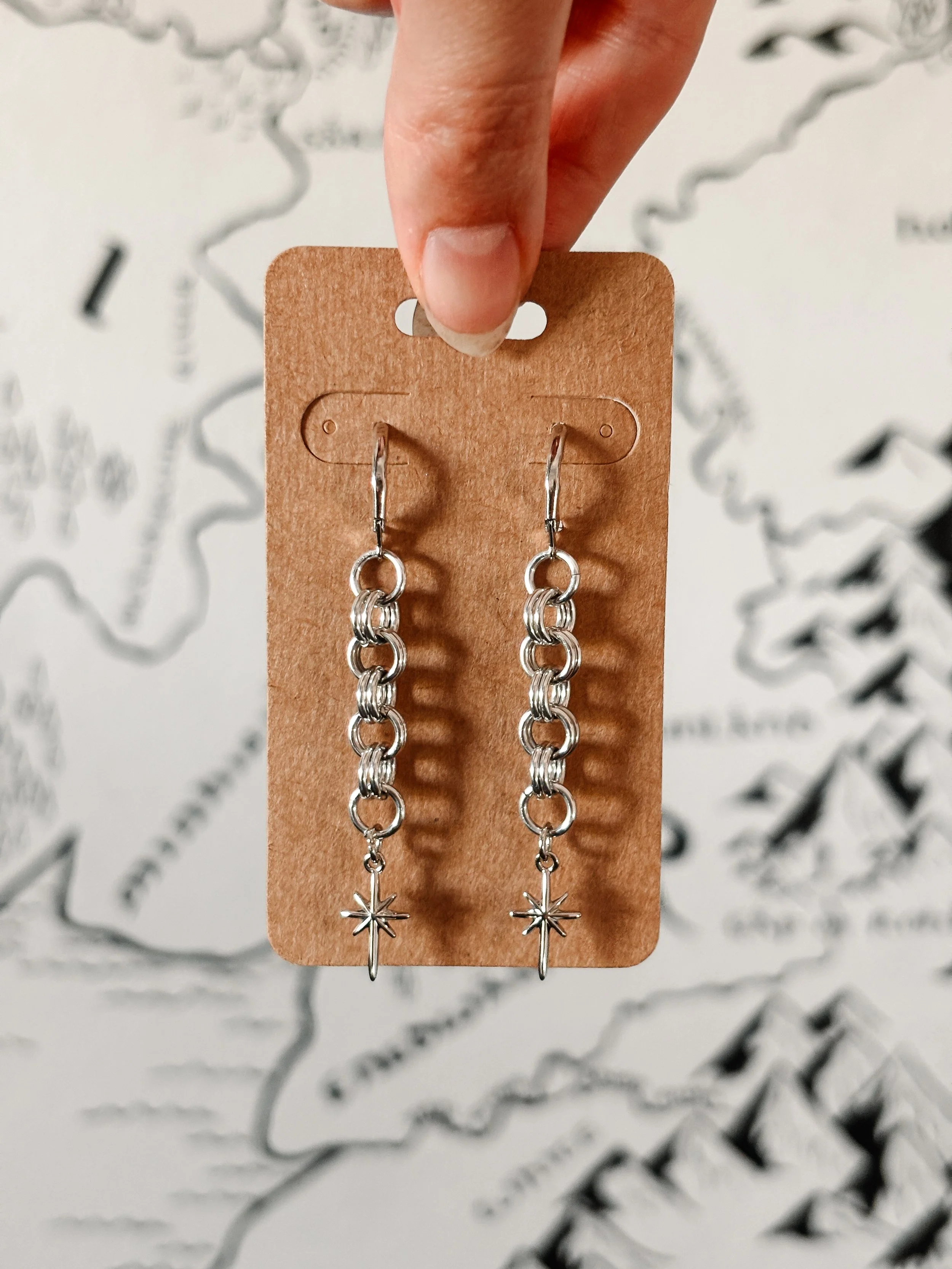 Chainmail Star Drop Earrings