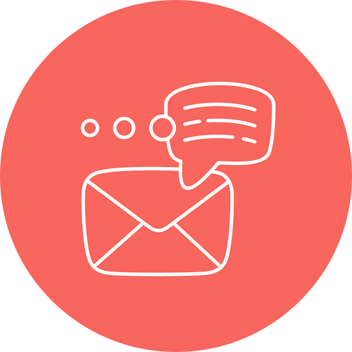 Icon with an envelope and chat bubble.
