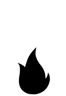 Llamas en una ilustración de fuego en blanco y negro.