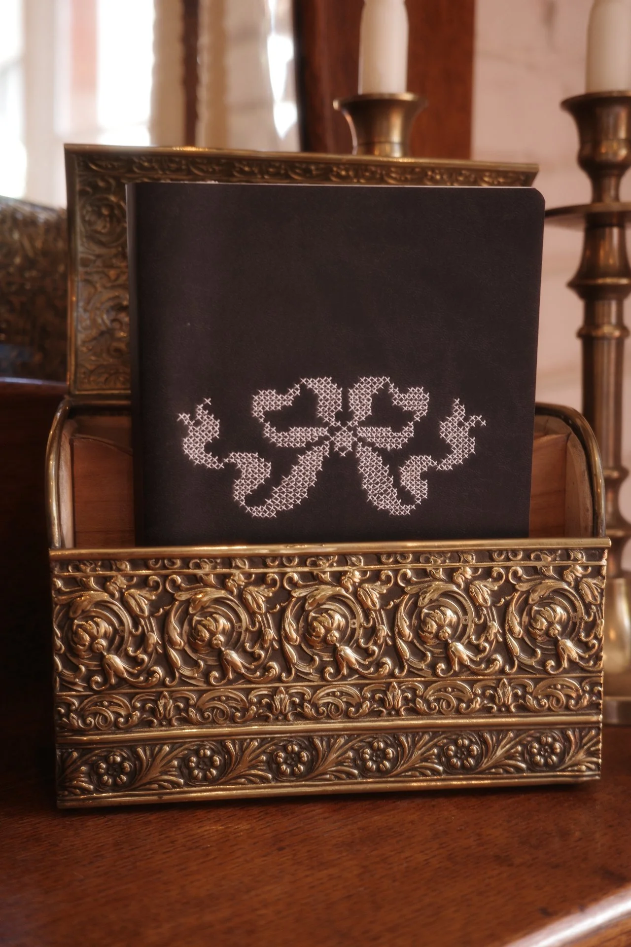 Handmade Embroidered Bow Notebook