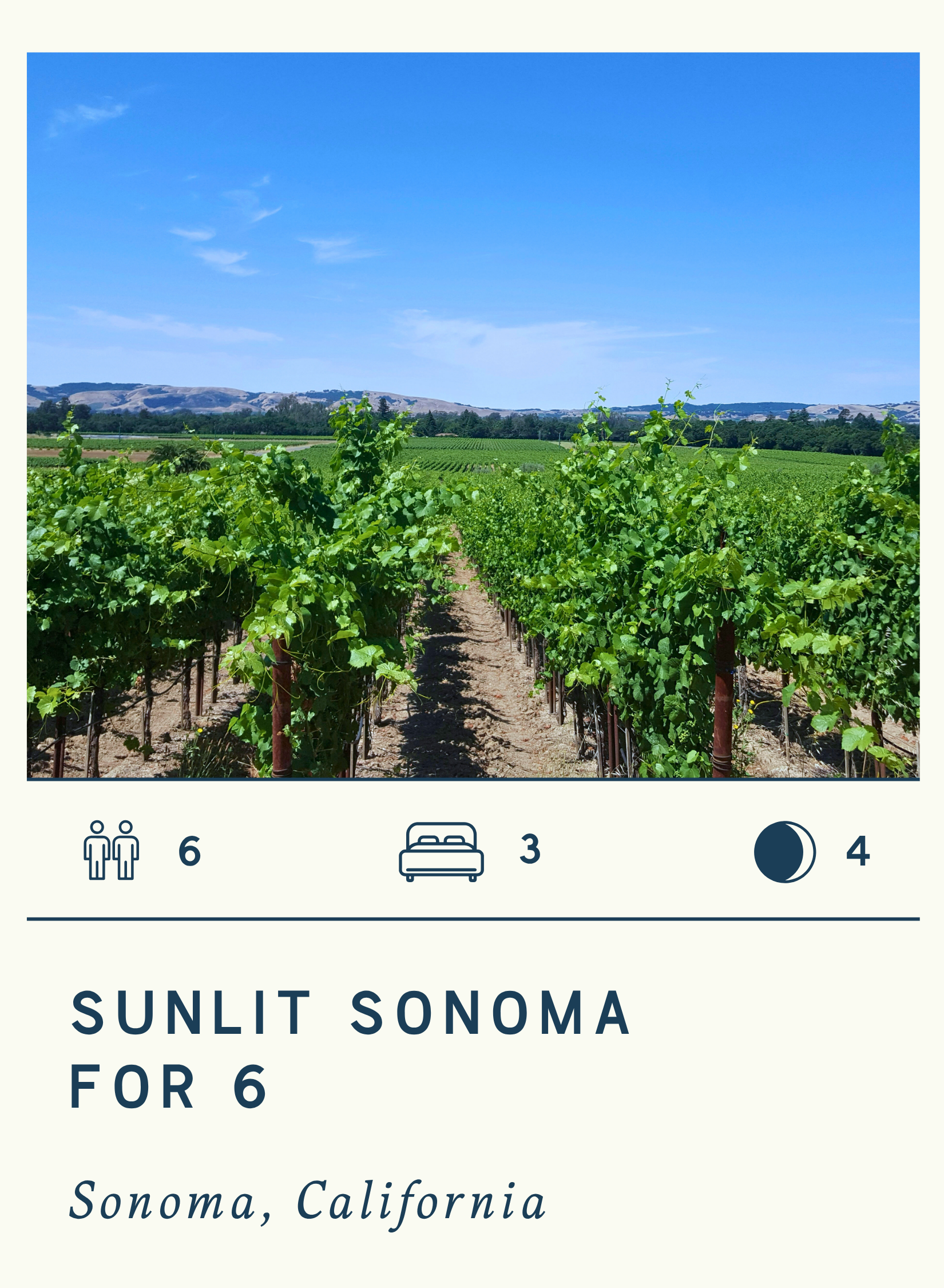 SUNLIT SONOMA FOR 6