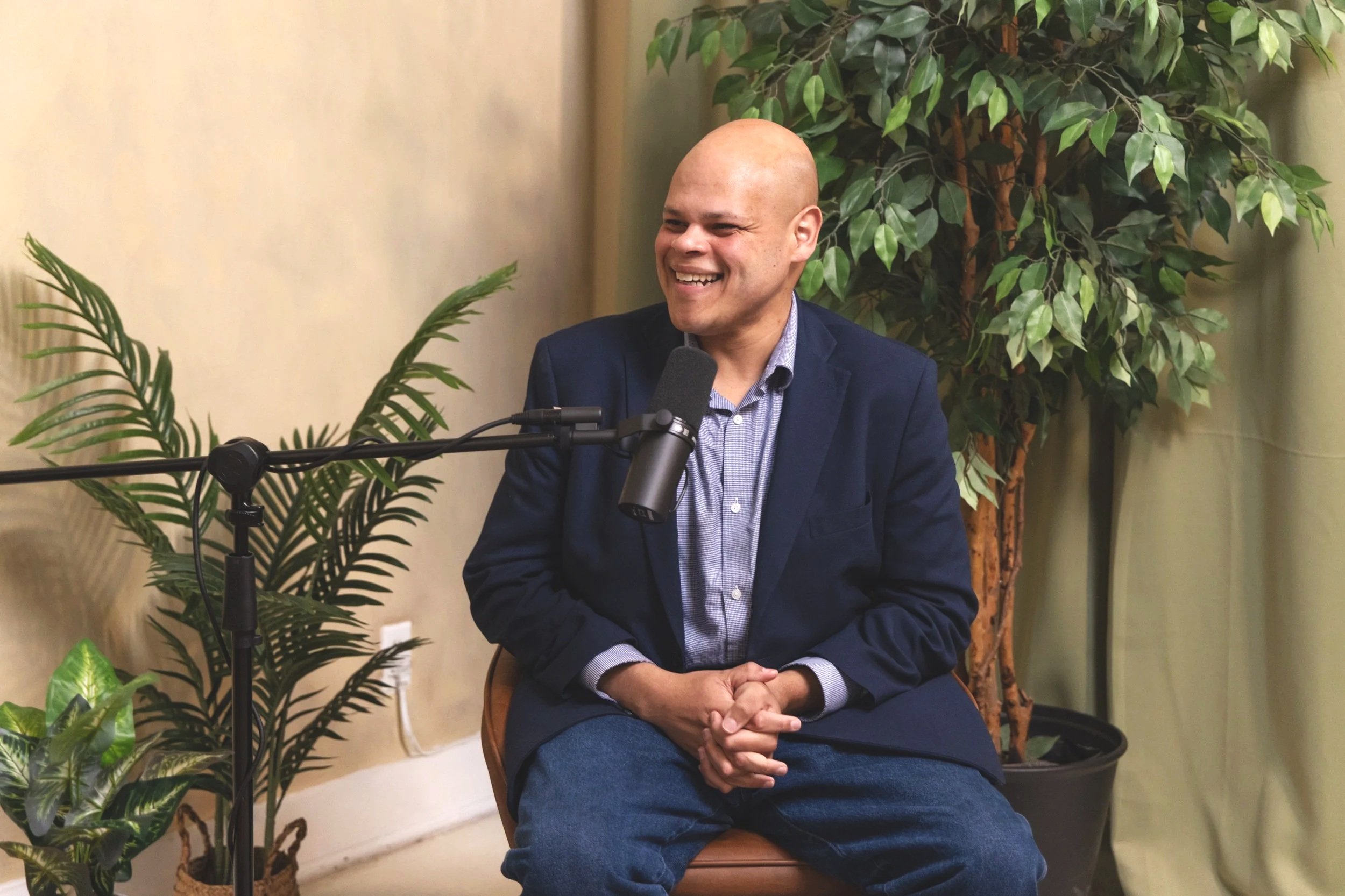 Jamil Jivani interviews in Toronto podcast studio