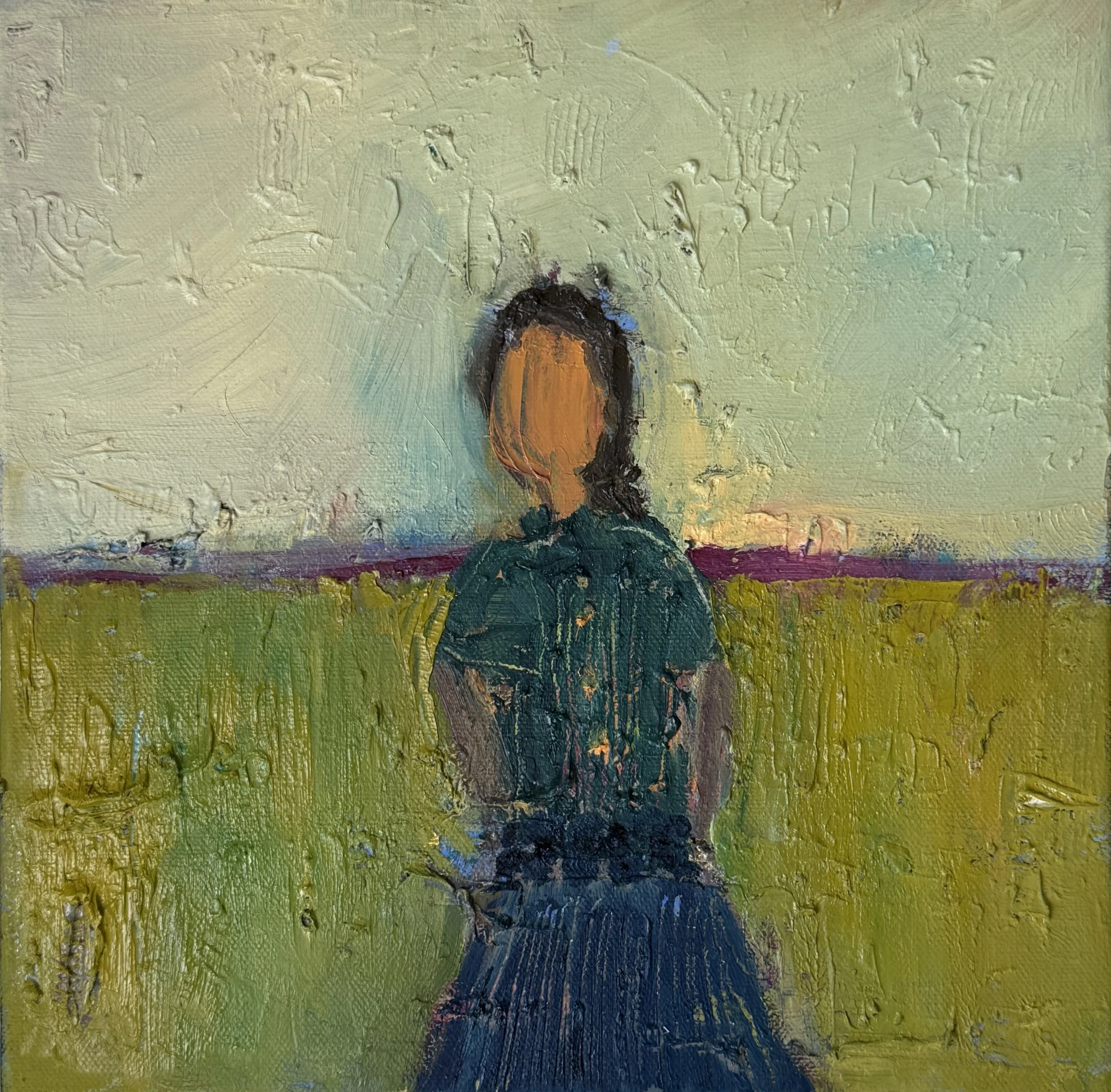 Pink Horizon (2025), oil on canvas, 10x10