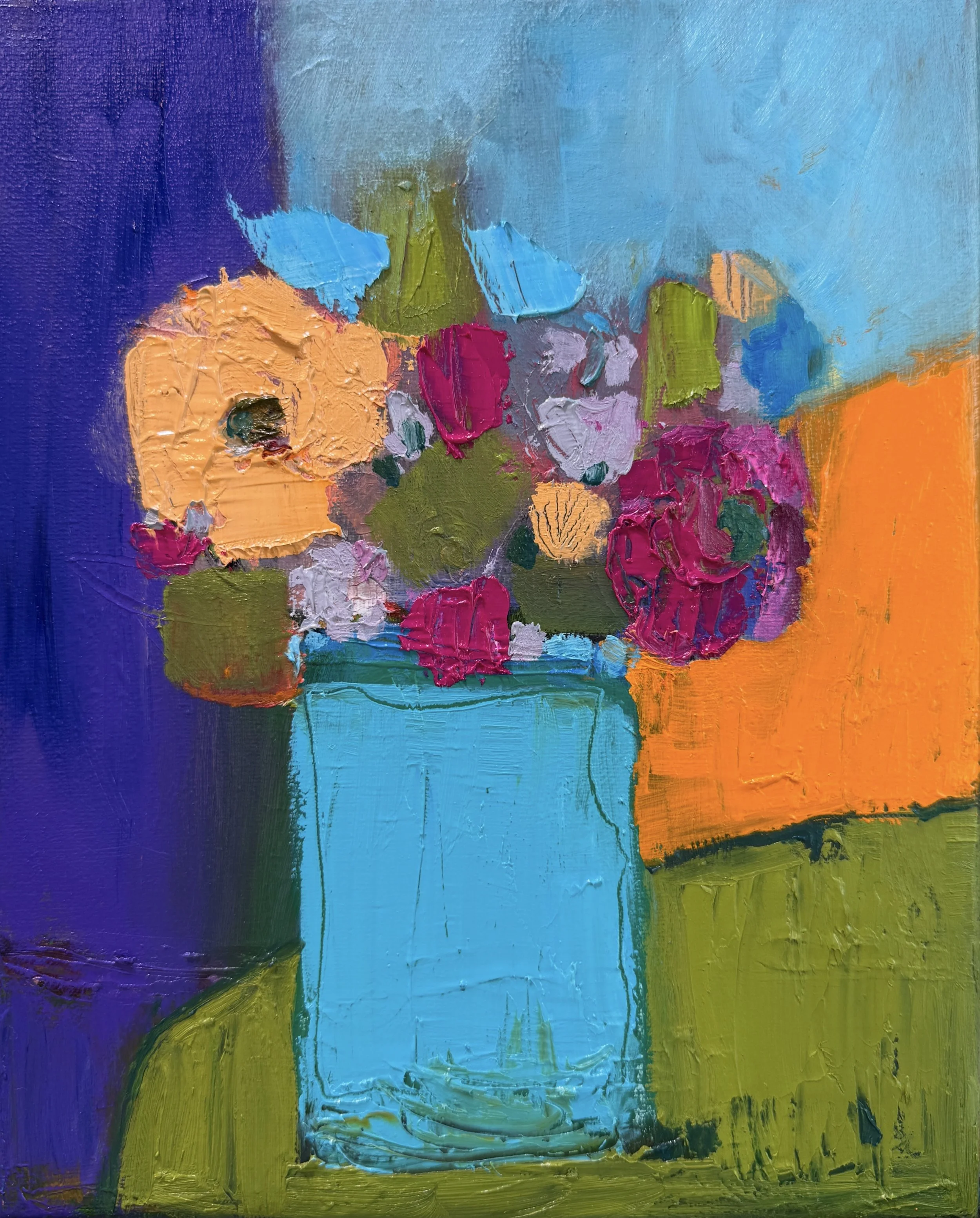 Turquoise Vase (2025), oil on canvas, 10x8