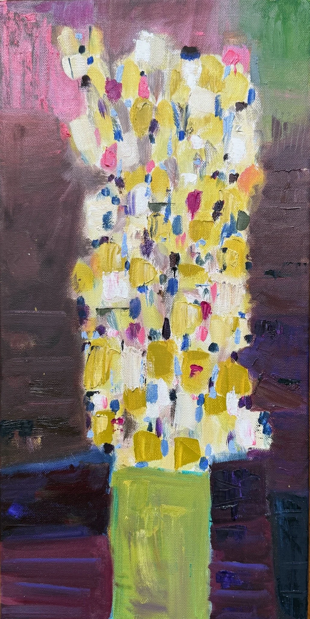 Green Vase (2025), oil on canvas, 20x10