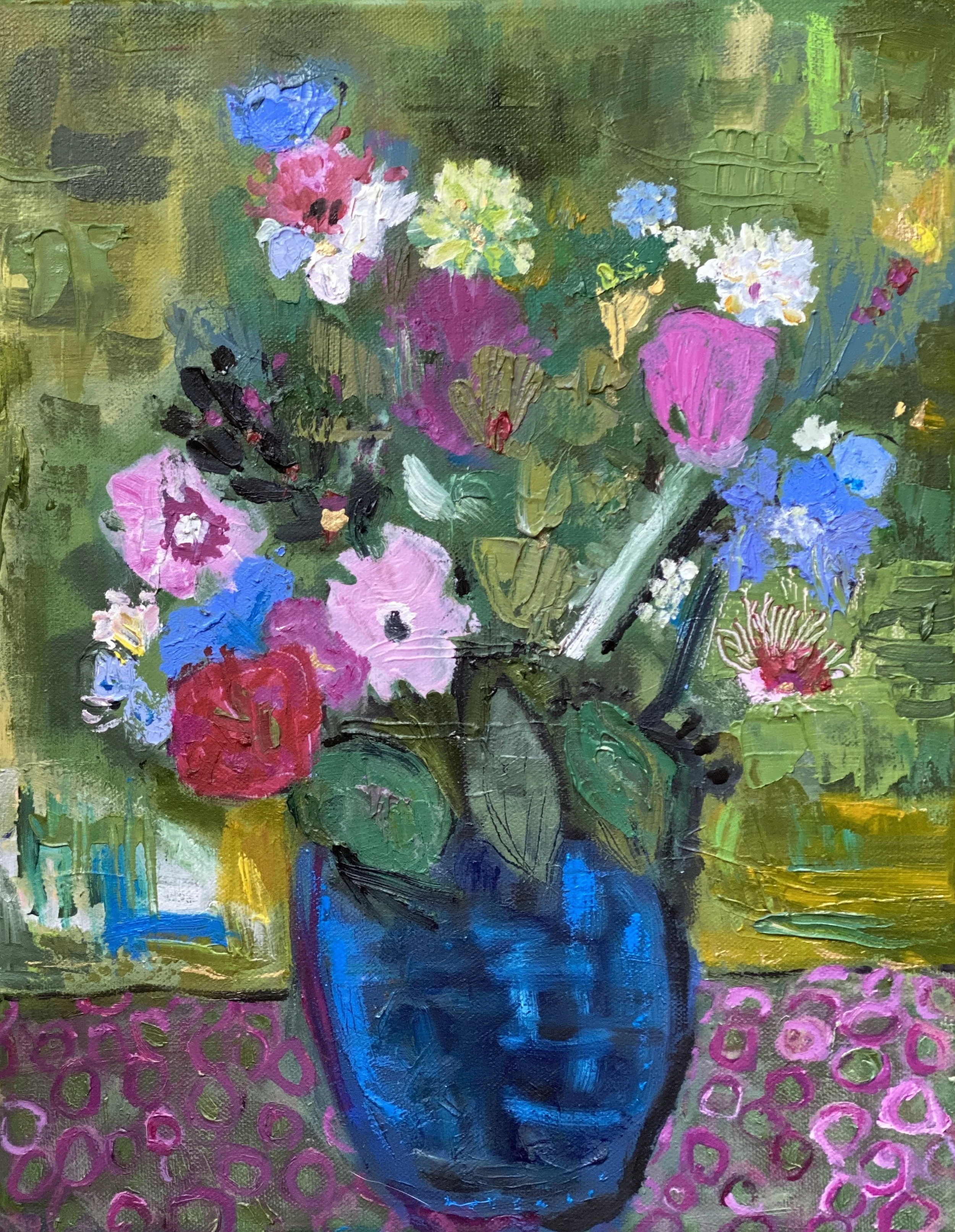 Indigo Vase II (2023), oil on canvas, 14x11