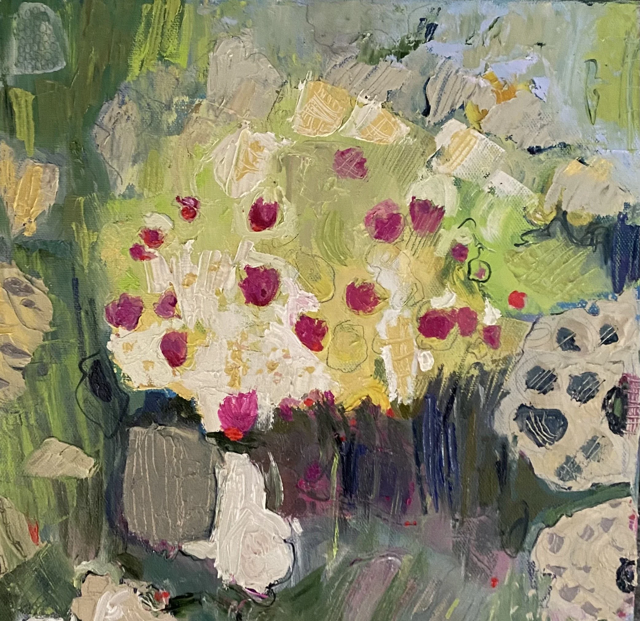 Morning Field (2020), oil and graphite on canvas, 12x12