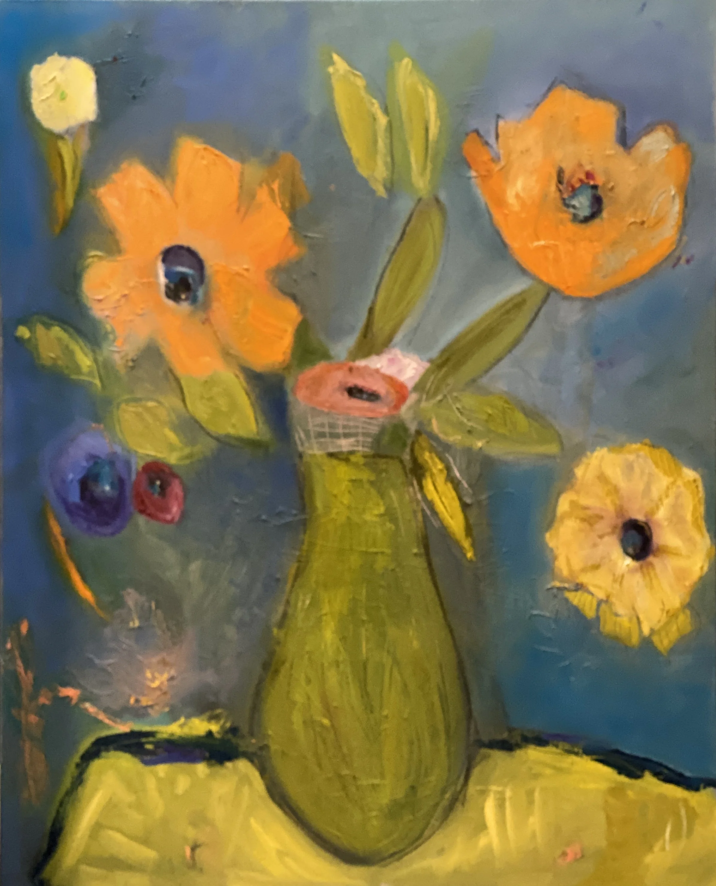 I Set the Table for You (2023), oil, crayons and graphite, 30x24