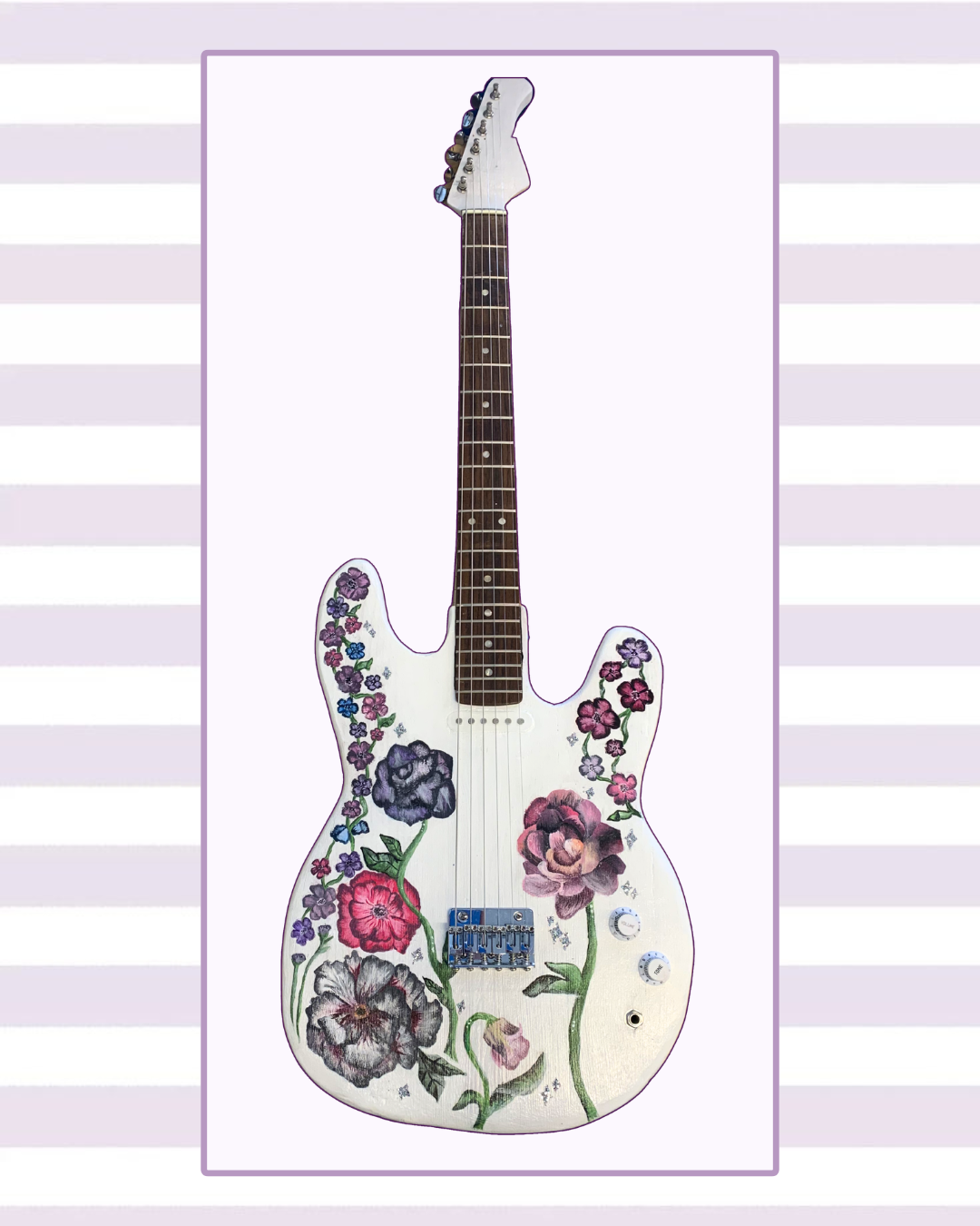 I built this guitar from scratch for my highschool physics class; I did all of the wiring and electrical work, as well as hand-painted it