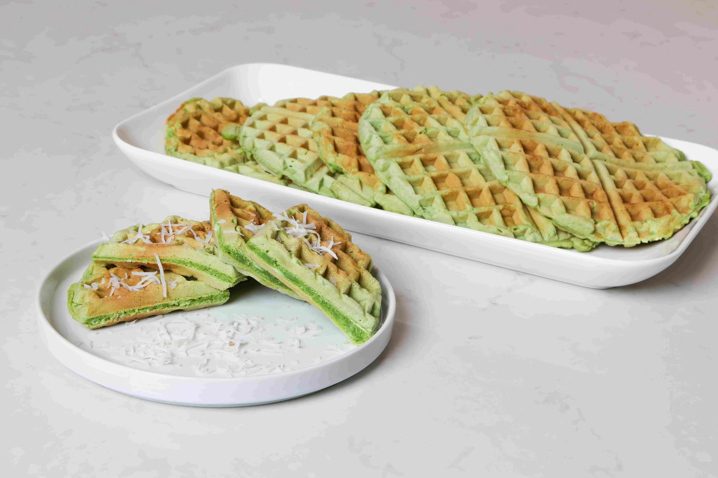 Pandan Coconut Waffles