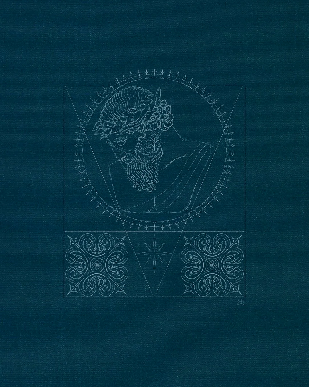 Temple Blueprints &mdash; Much of my work draws on the visual language of ancient and classical history. I daydream a lot, and my art becomes a way of expressing these worlds I&rsquo;ve never known but feel deeply connected to.🏺