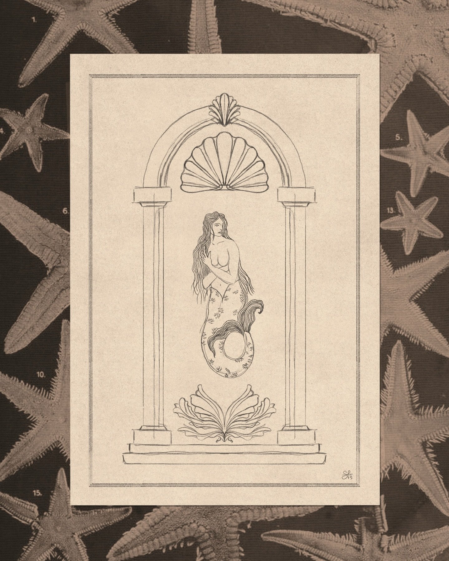 Deep Sea Temples &mdash; layered graphite sketches, paper, memory, and fauna from the sea floor. I&rsquo;ve always been moved by myth, water, and time. 🐚

#steventachauer #mixedmediaart #ephemera #mermaid #print
