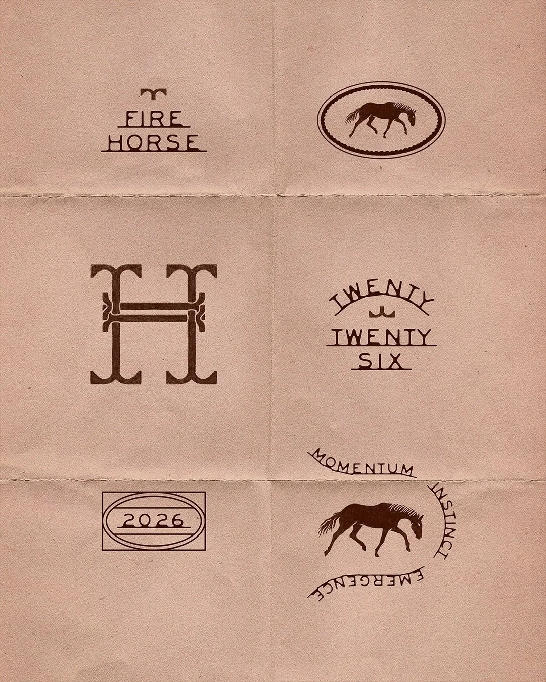 Marks for the Year of the Fire Horse, drawn by hand.