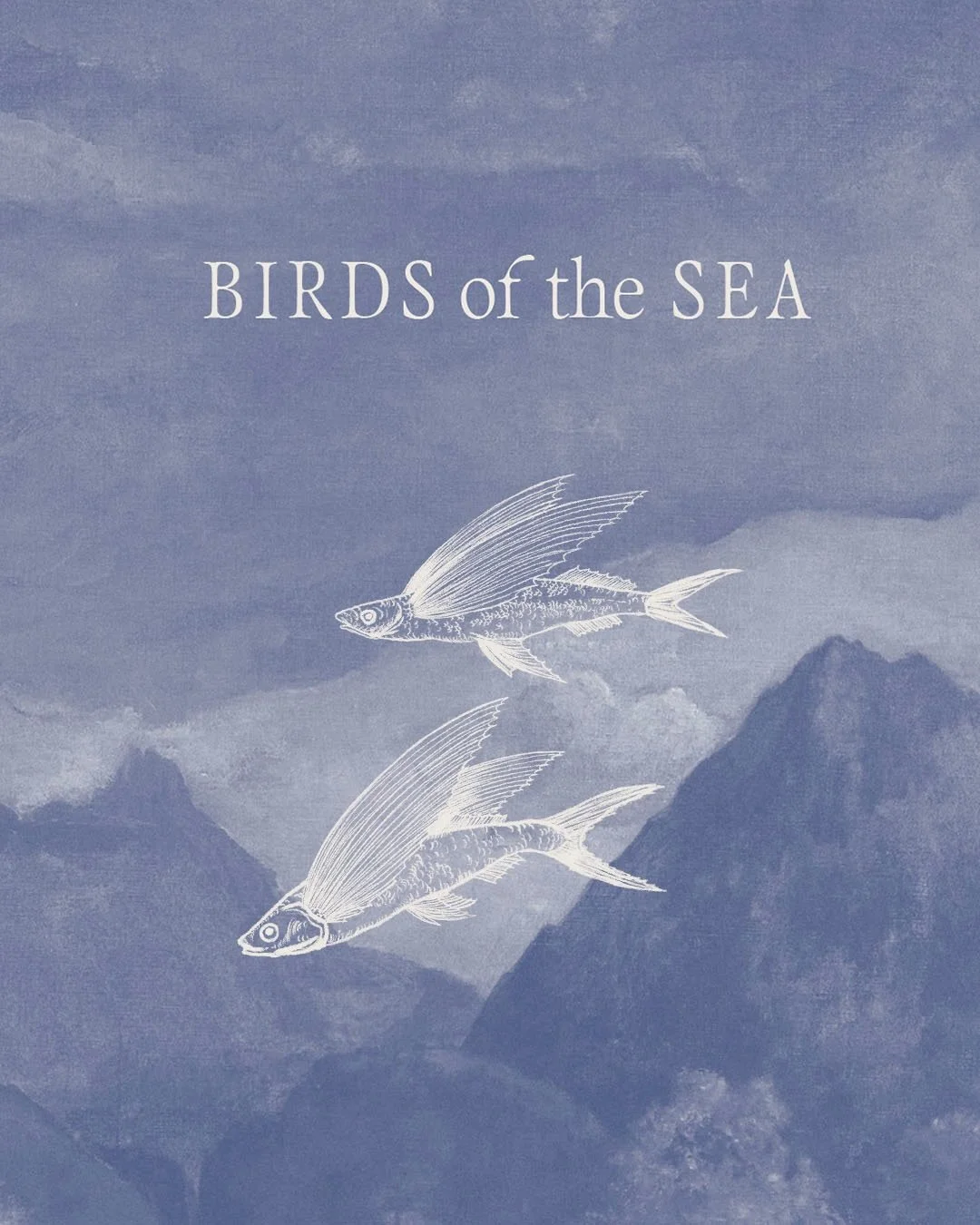 Birds of the sea, suspended between elements rendered in graphite, gliding over the Tautira River in Gauguin blue. 

A detail from ISLANDS.