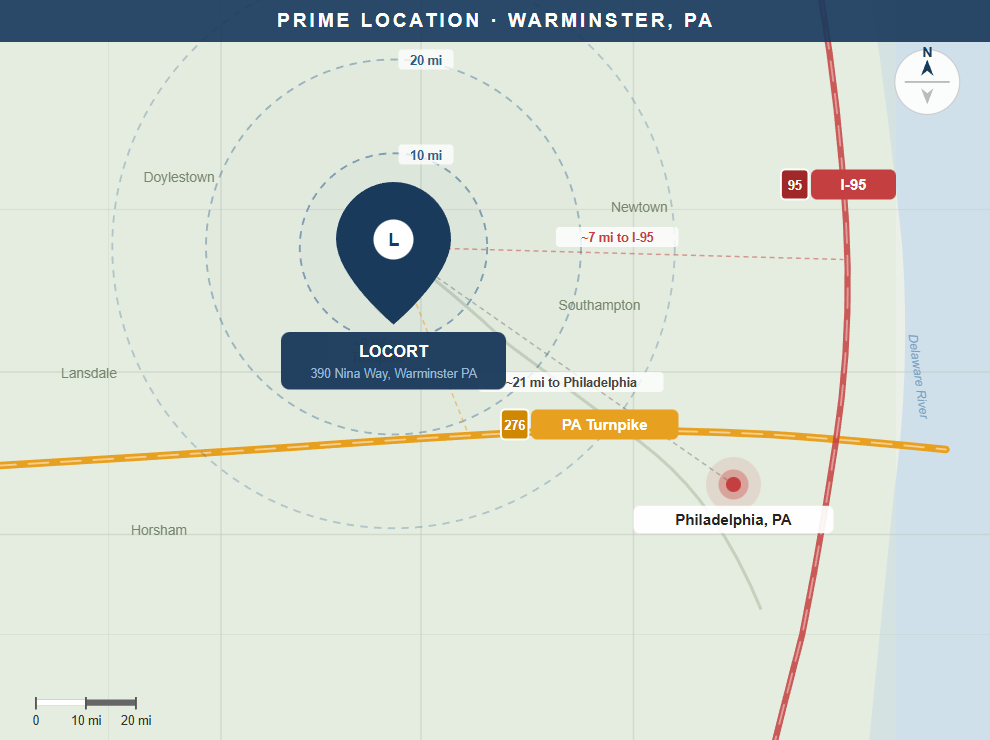A map of Warminster and the highways near by