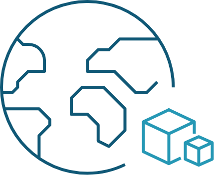Earth and boxes icon