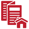 red icon with paperwork and a house