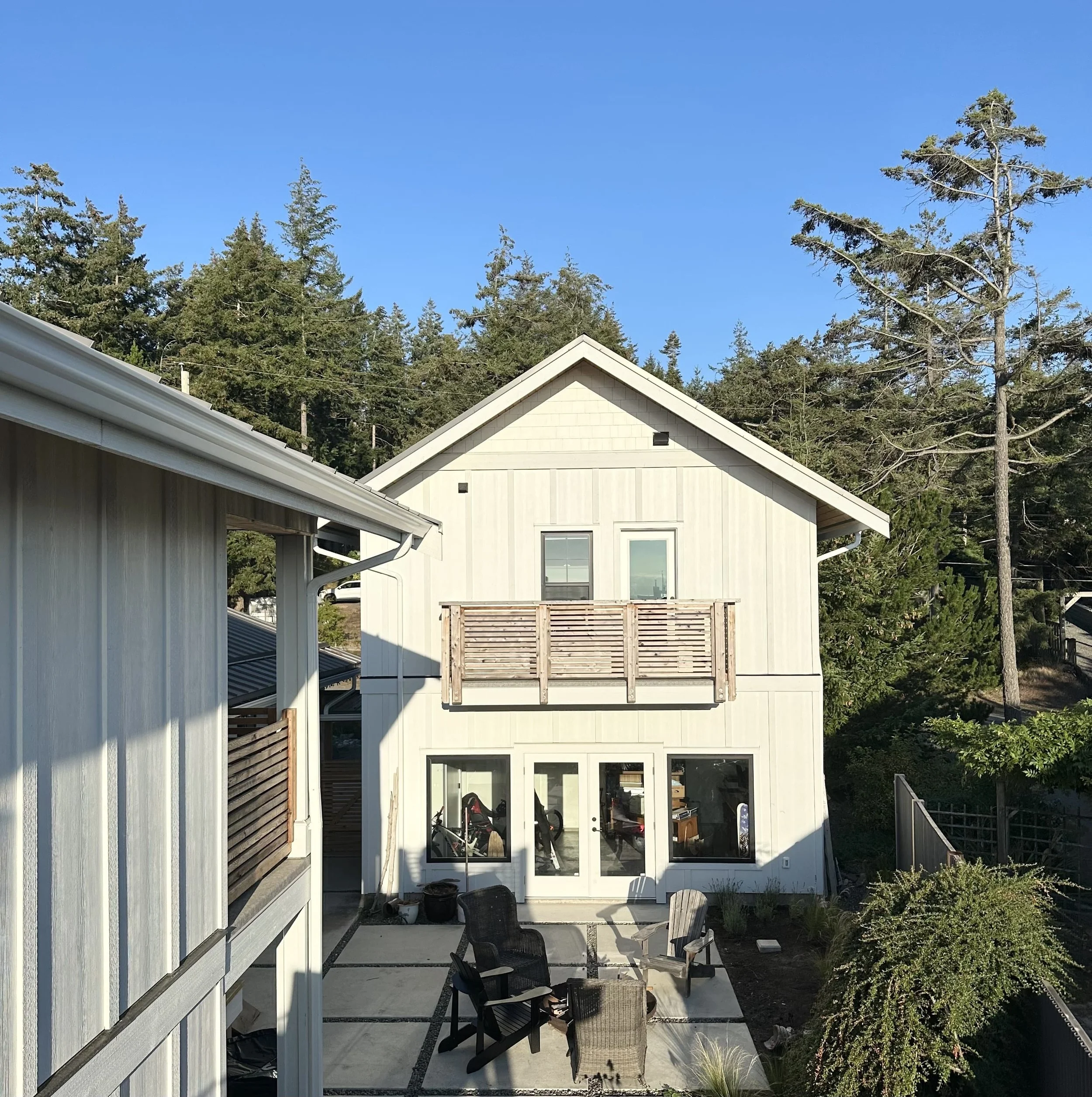 exterior of airbnb with white/light wood work