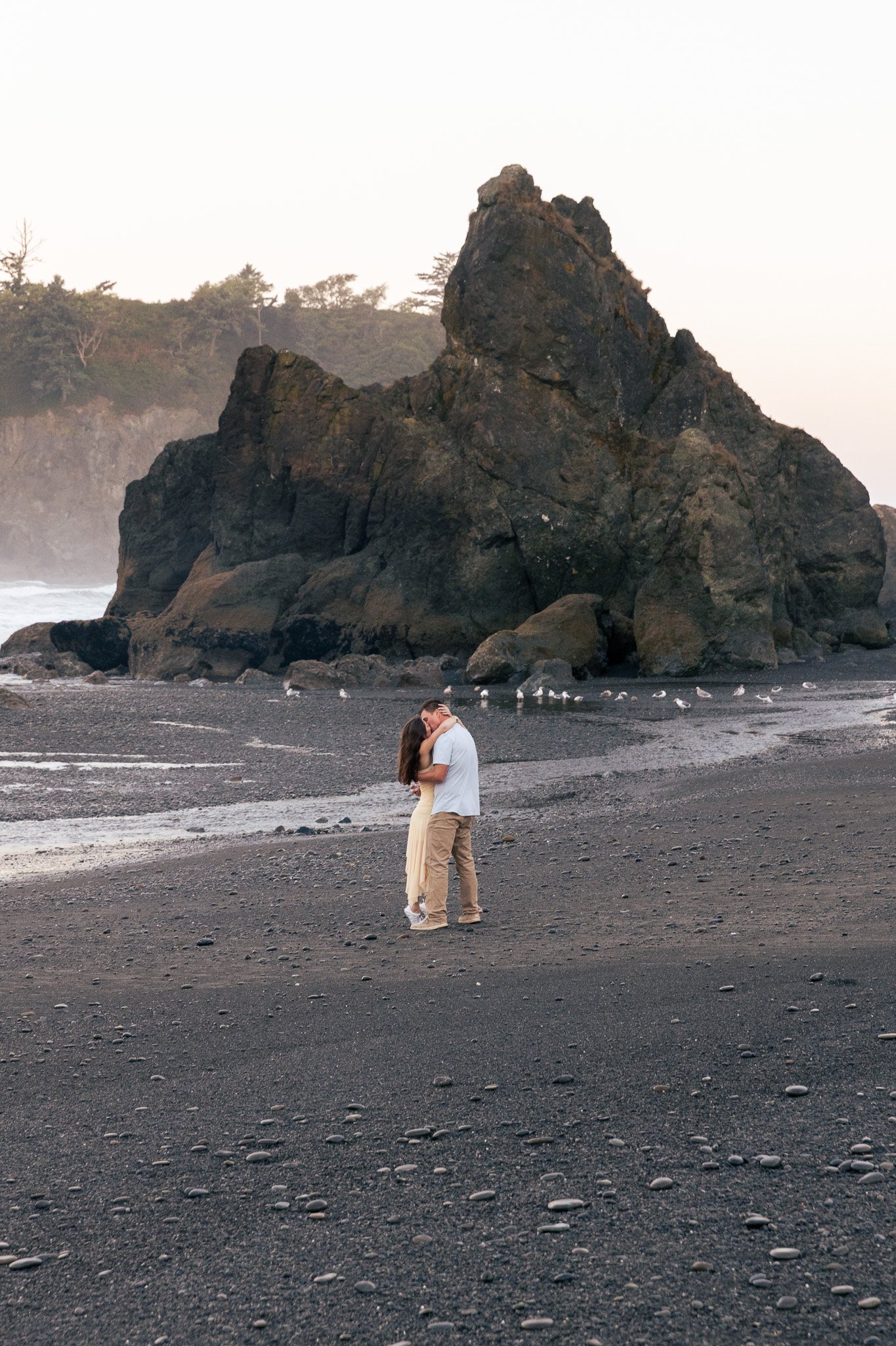 engagement sunrise photos in ruby beach, washington