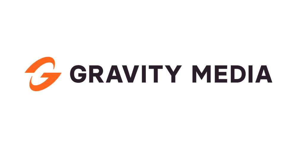 Red and black Gravity Media logo.