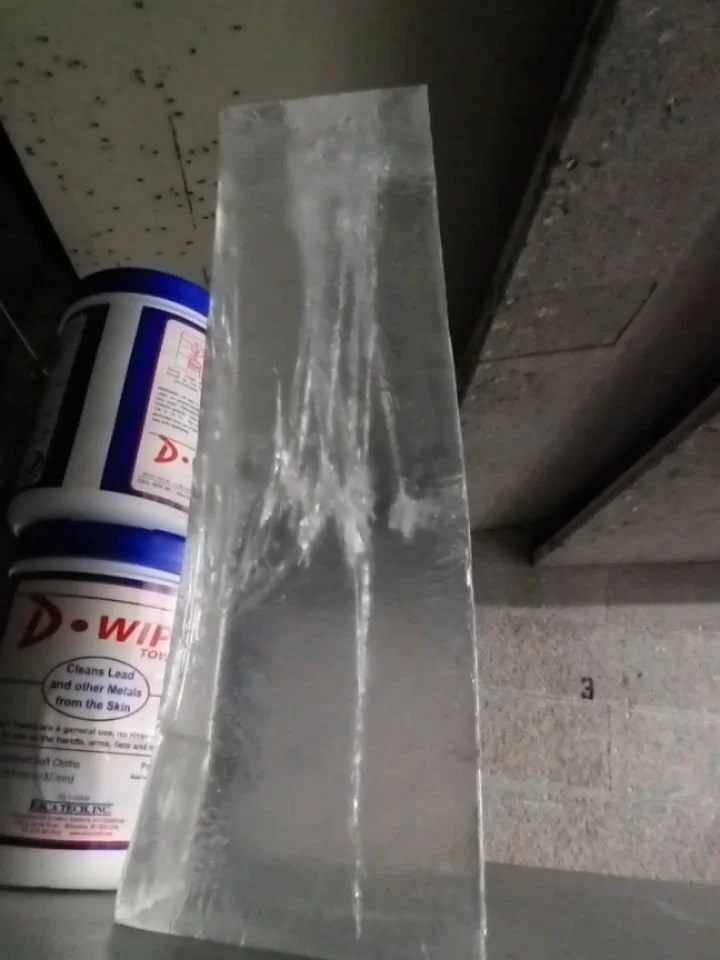 In case you were wondering what a can cannon does to a gel block. Here you go.