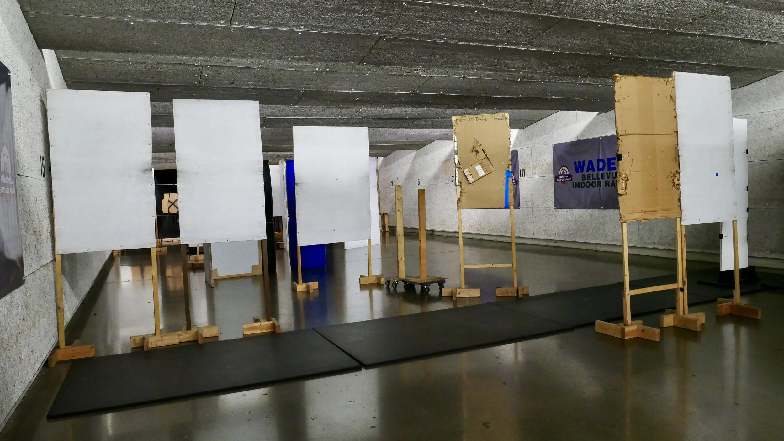 a shooting course set up with false barricades at an indoor shooting range in washington.