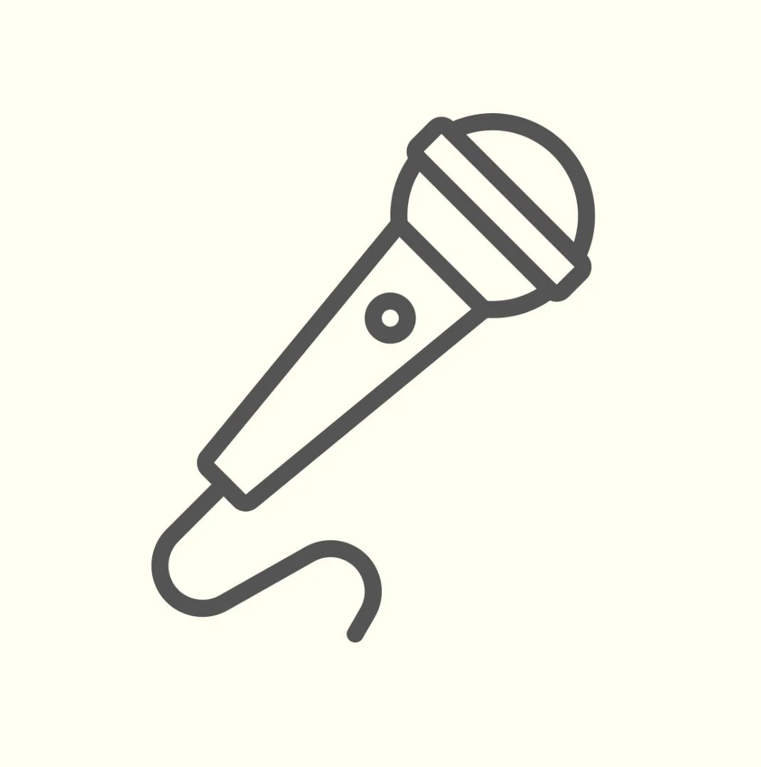 Line drawing of a microphone.