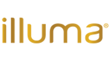 The word 'illuma' in gold-colored, three-dimensional text on a black background.