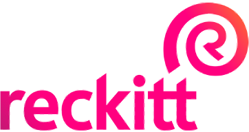 Logo with the word 'reckit' in pink lowercase letters and a pink spiral design above it.
