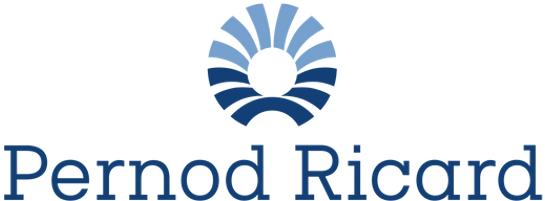 Pernod Ricard logo featuring a stylized circular emblem with radiating lines above the text "Pernod Ricard."