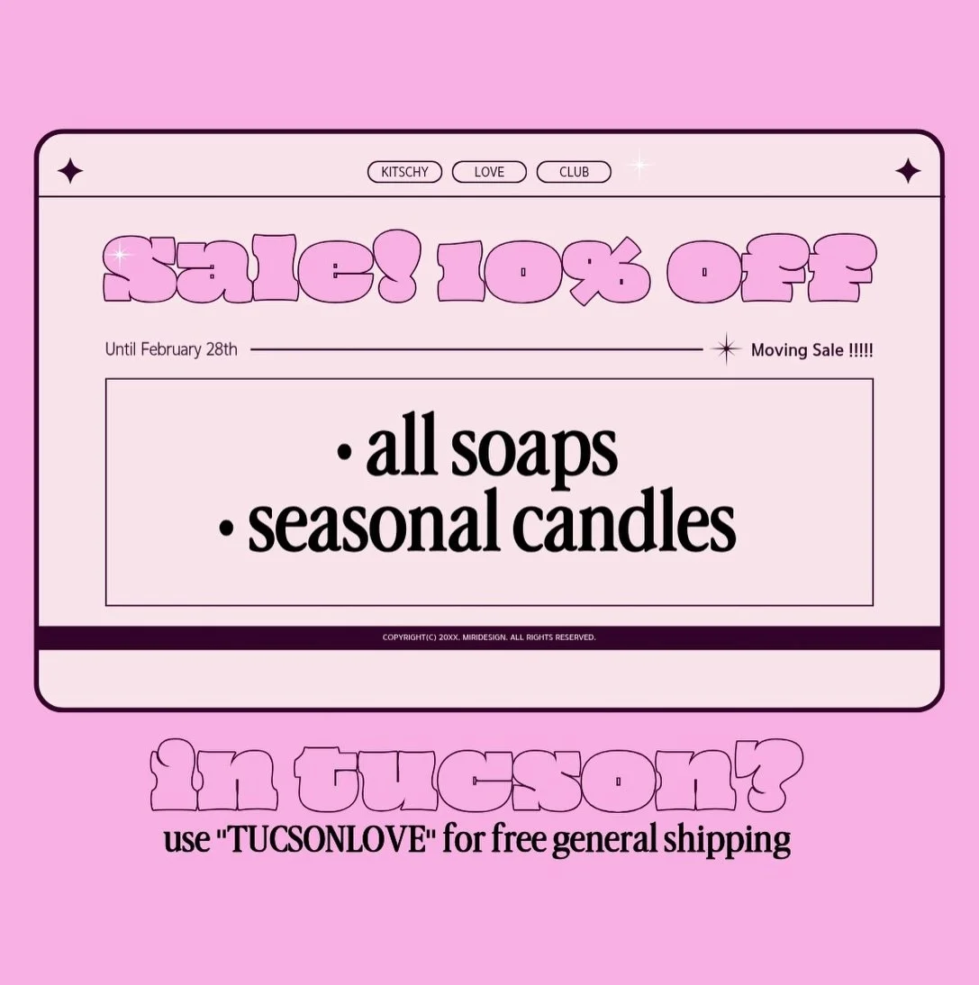 Happy Valentine&rsquo;s Day! 
Surprise! I&rsquo;m having a sale on all my soaps and seasonal candles 🫶🏻💖 everything is automatically discounted in the cart! trying to make room before moving, so hop on the site and get to shopping! Ends February 2
