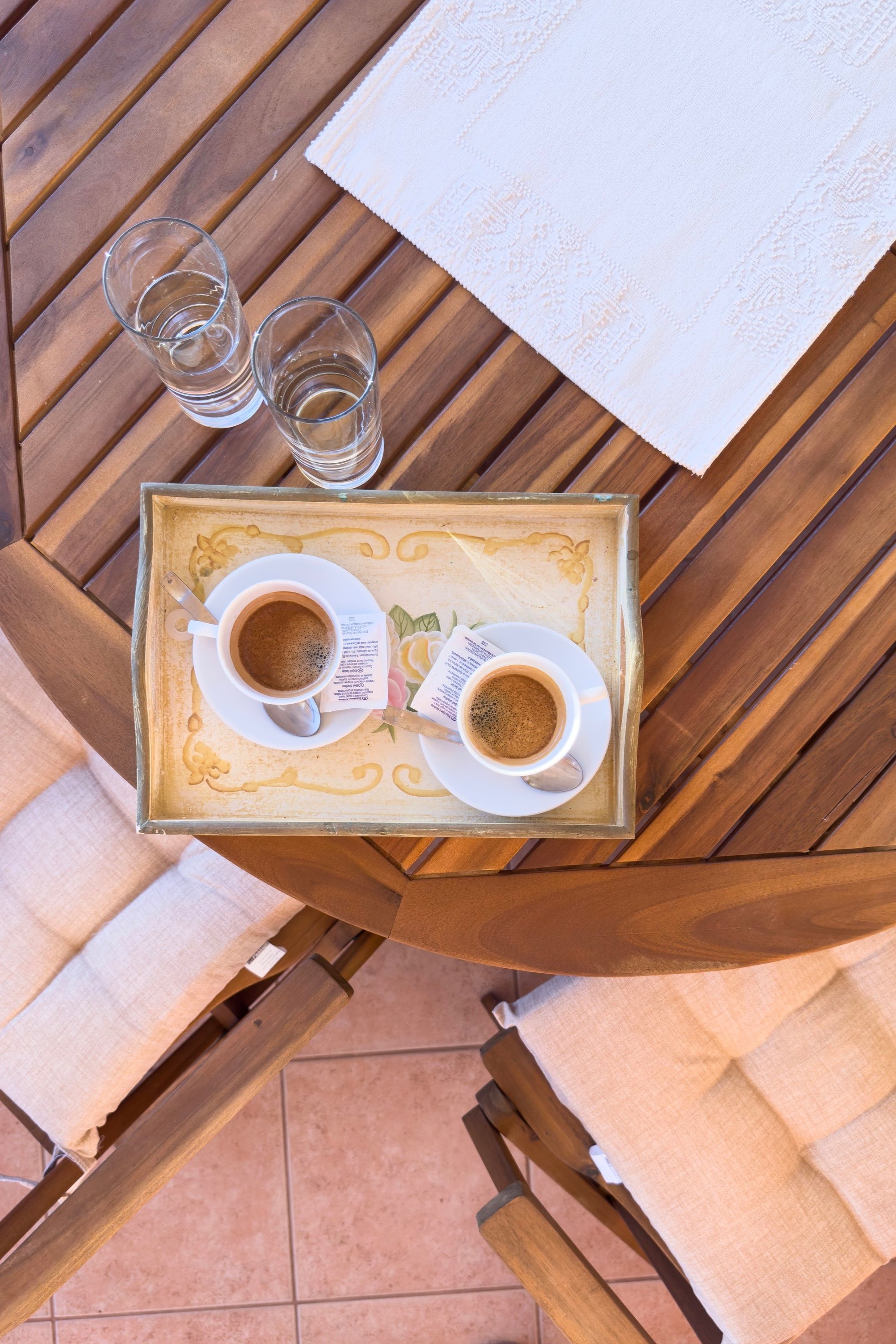 breakfast coffee on the terrace