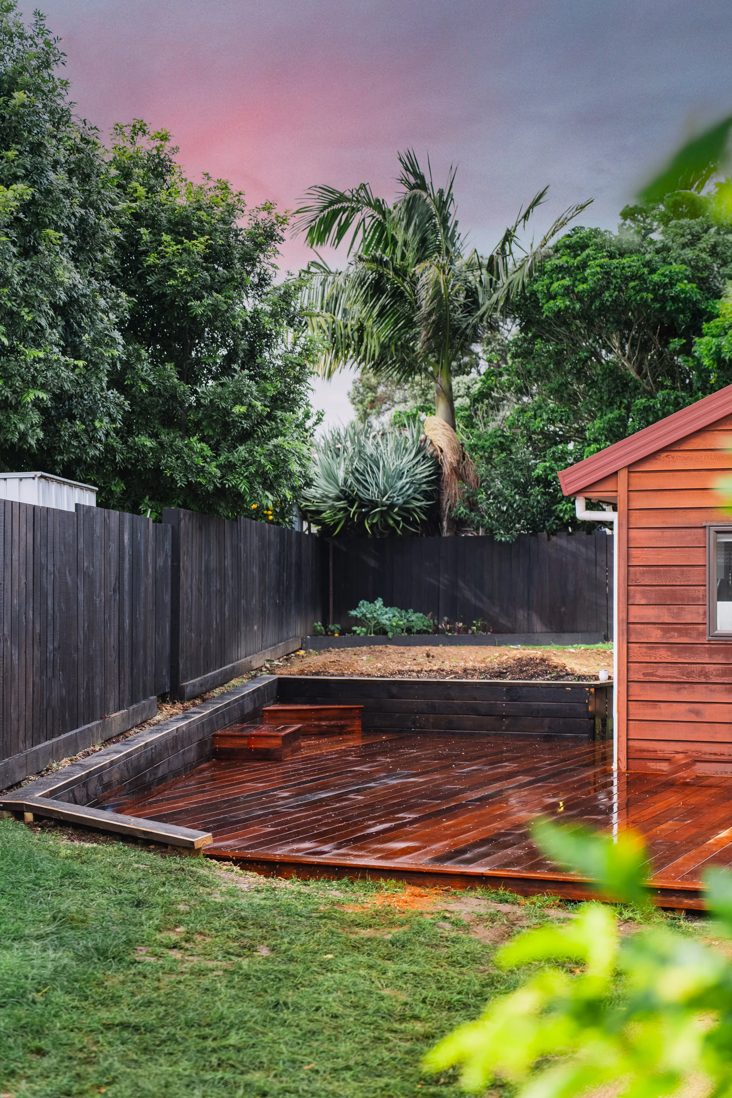 Newly finished deck installation, creating an ideal outdoor area for BBQs, gatherings, and family fun