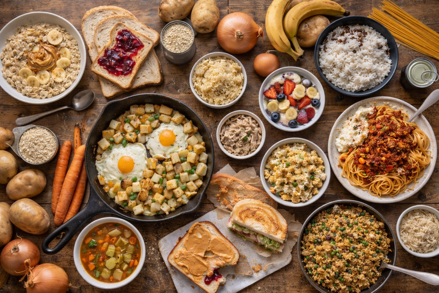 $50 Survival Week Kitchen Plan: 7 Dinners + Grocery List