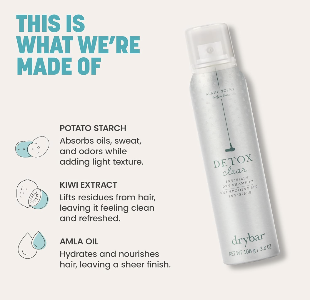 Drybar dry shampoo spray used as a quick hair refresh hack for busy moms during Hot Mom Summer routines.