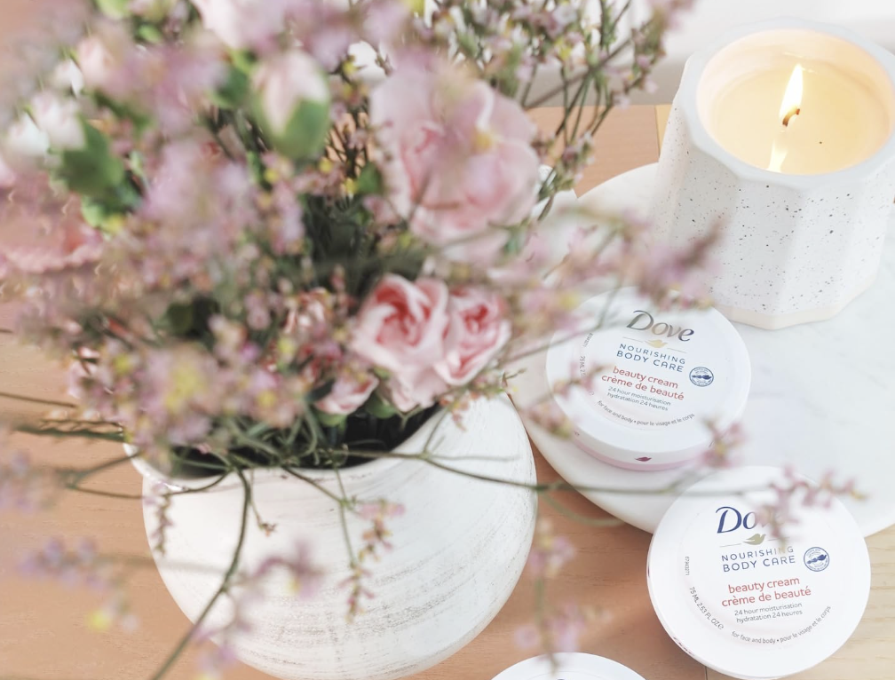 Dove body lotion for soft hydrated skin, an affordable skincare essential included in Hot Mom Summer must-haves for busy moms.
