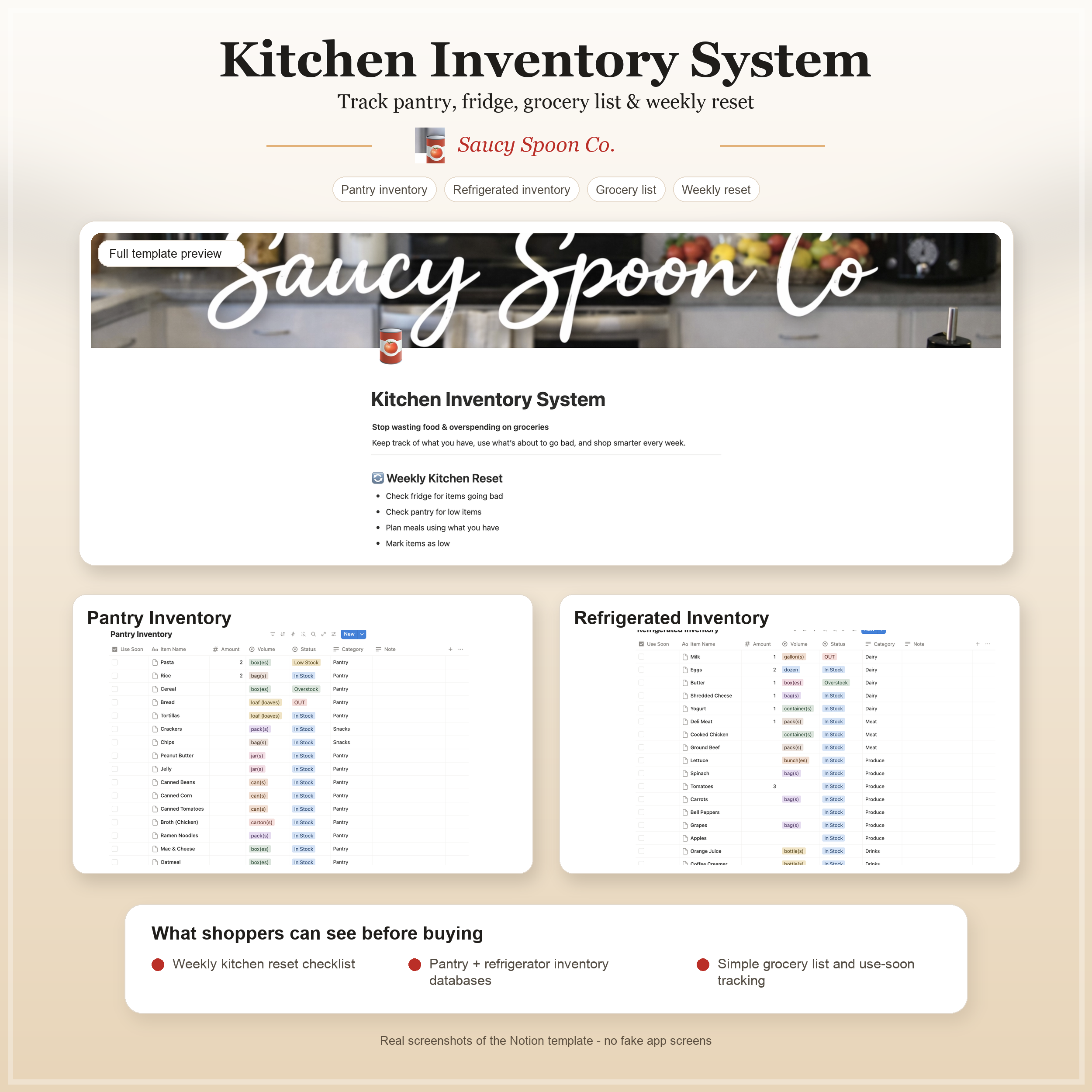 Pantry & Kitchen Inventory Tracker | Simple Notion System