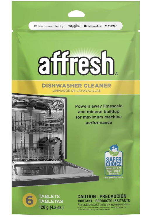 Affresh dishwasher cleaner tablets used for kitchen cleaning to remove limescale and buildup and keep dishwashers fresh.
