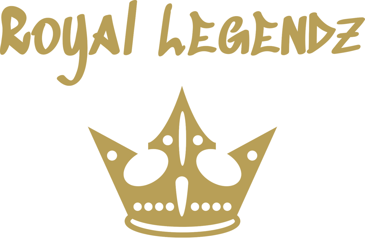 Logo with the text "Royal Legendz" above a stylized gold crown with a skull design.
