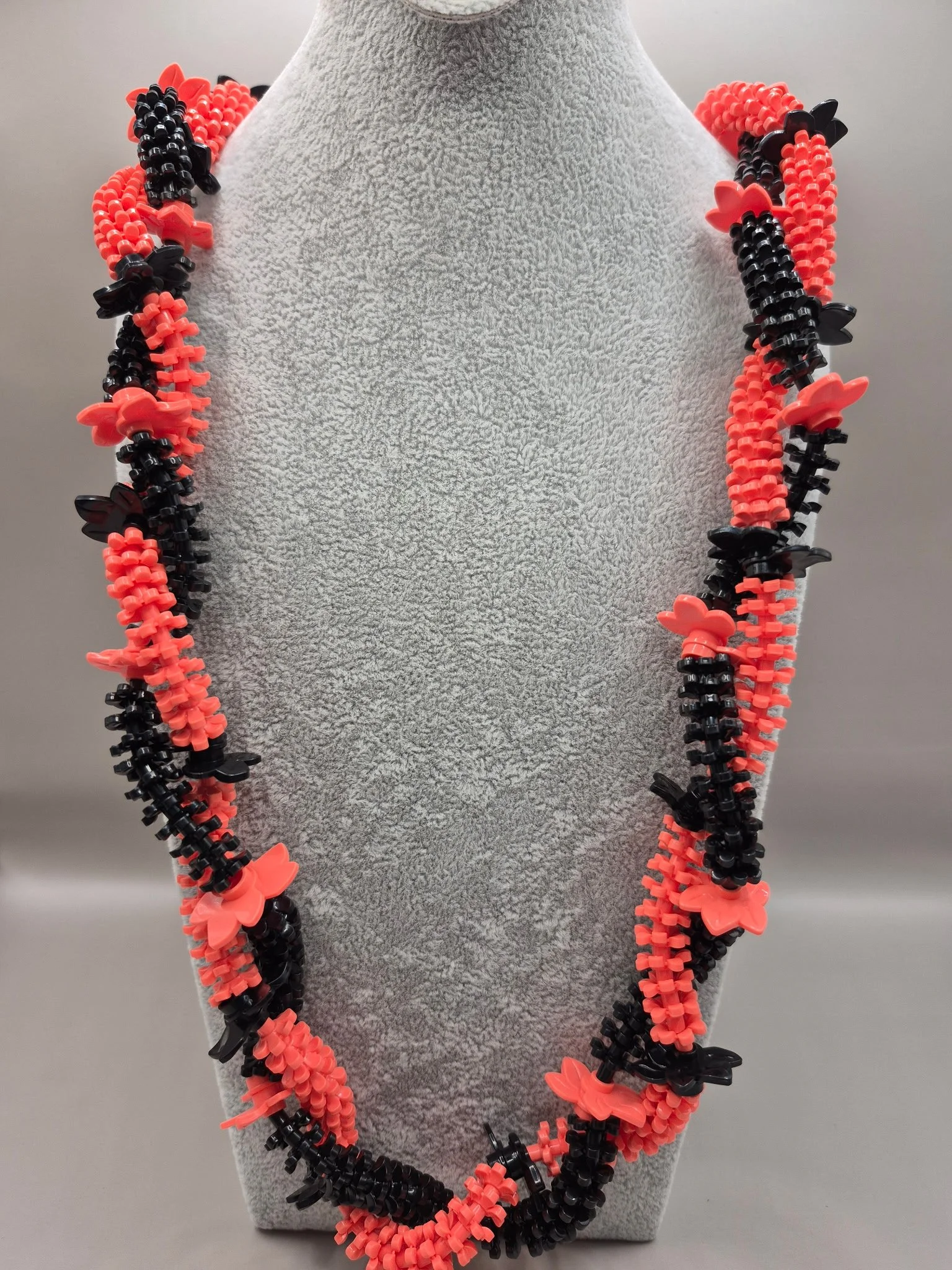 Black and Coral flowers and Leaves