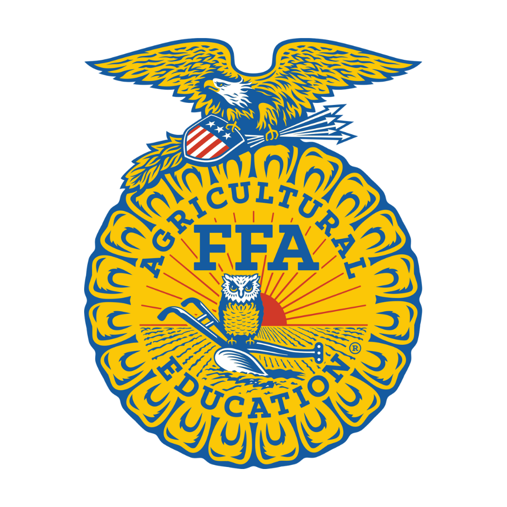 The logo of the National FFA Organization, featuring an eagle with outspread wings atop a circular design. The circle contains a field, a plow, and an owl, with the text "FFA" in the center and the words "Agricultural Education" around the bottom.