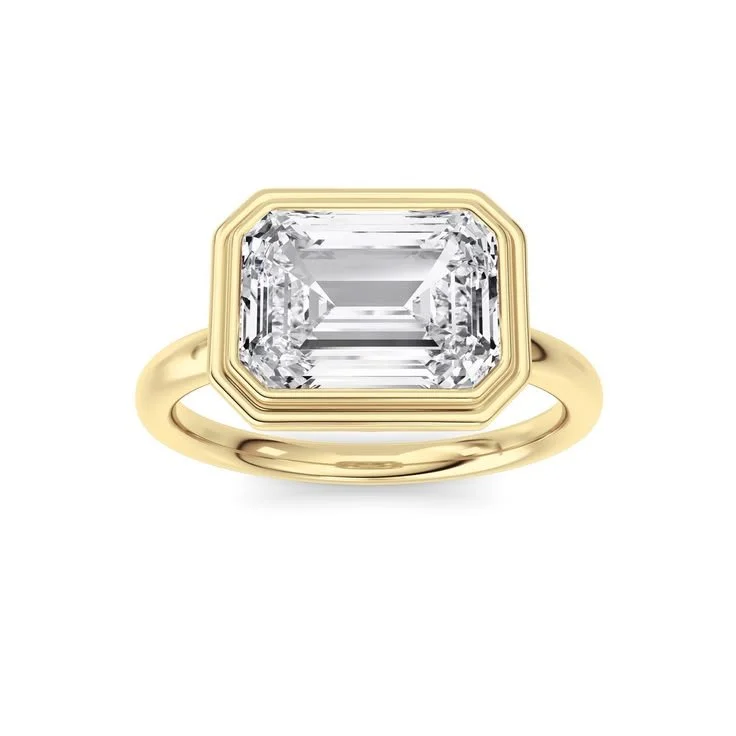Bezel East West Emerald Solitaire Ring – Kira Jewels.jfif