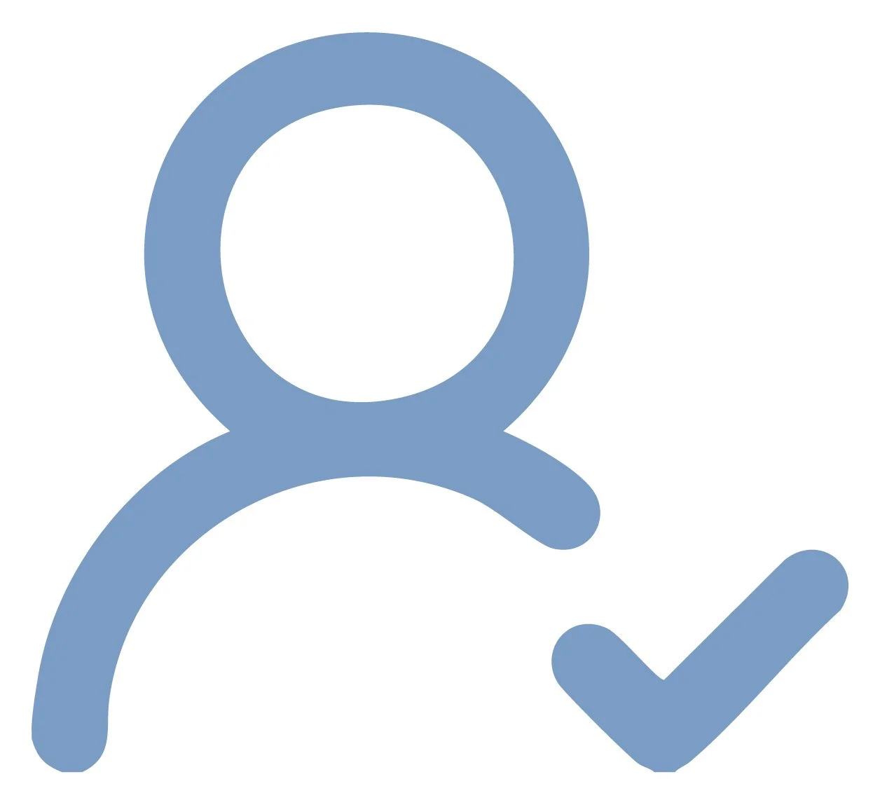 Outline of a person with a checkmark.
