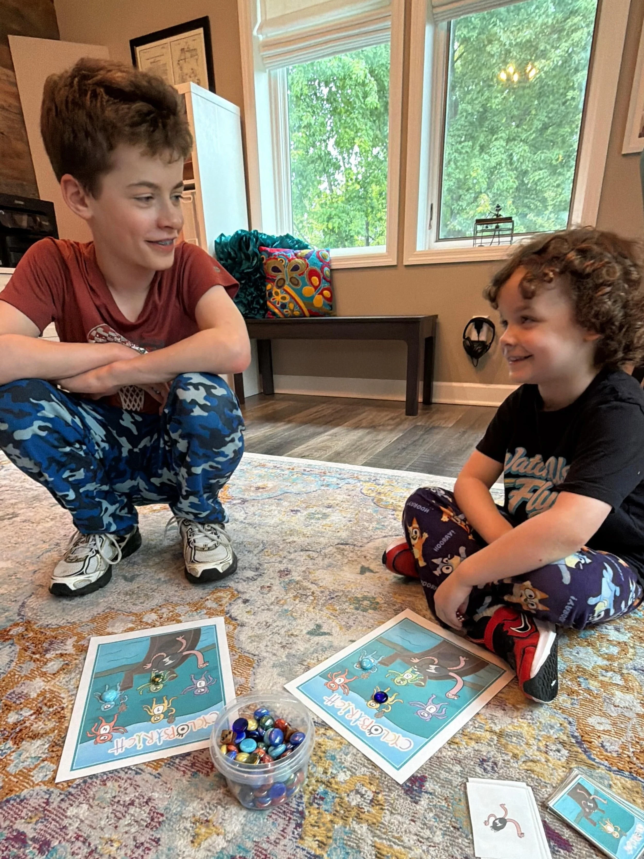 Loving this brotherly interaction! Big brother Calvin came in for the last minutes of his little brother&rsquo;s 2nd ever lesson to help us play Cyclopstritch (a game all about our piano finger numbers!) Wells was elated to get the big win over big b