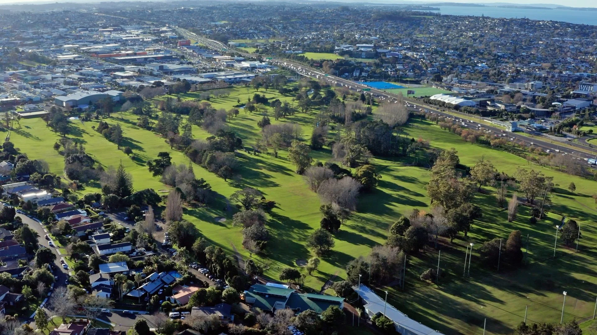 Aerial northern view of the course