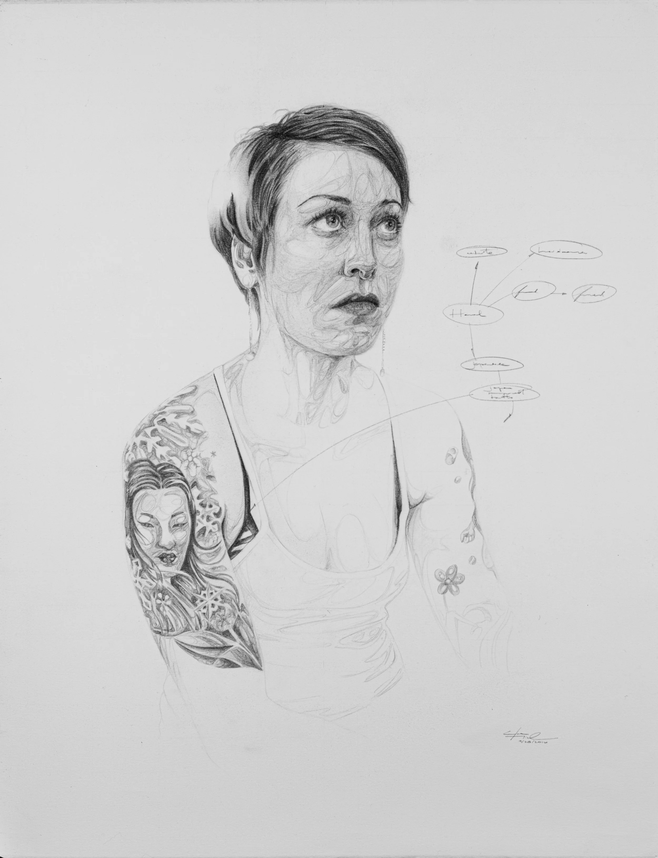 HANNAH. Graphite pencils on paper. Crayons graphite sur papier. 19”x 25”. (2016)