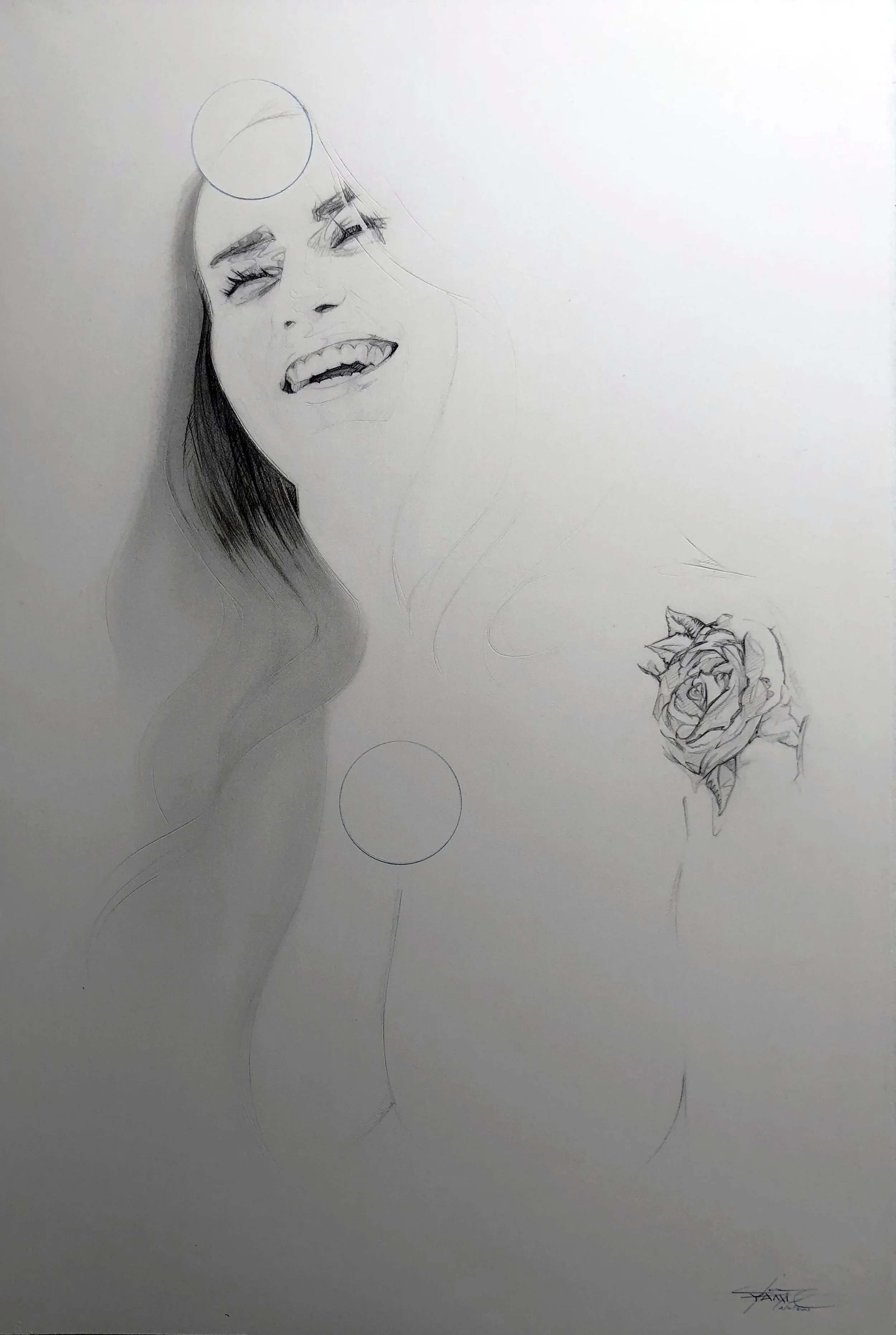 JJ. Graphite pencils on paper. Crayons graphite sur papier. 19”x 25”. (2020)