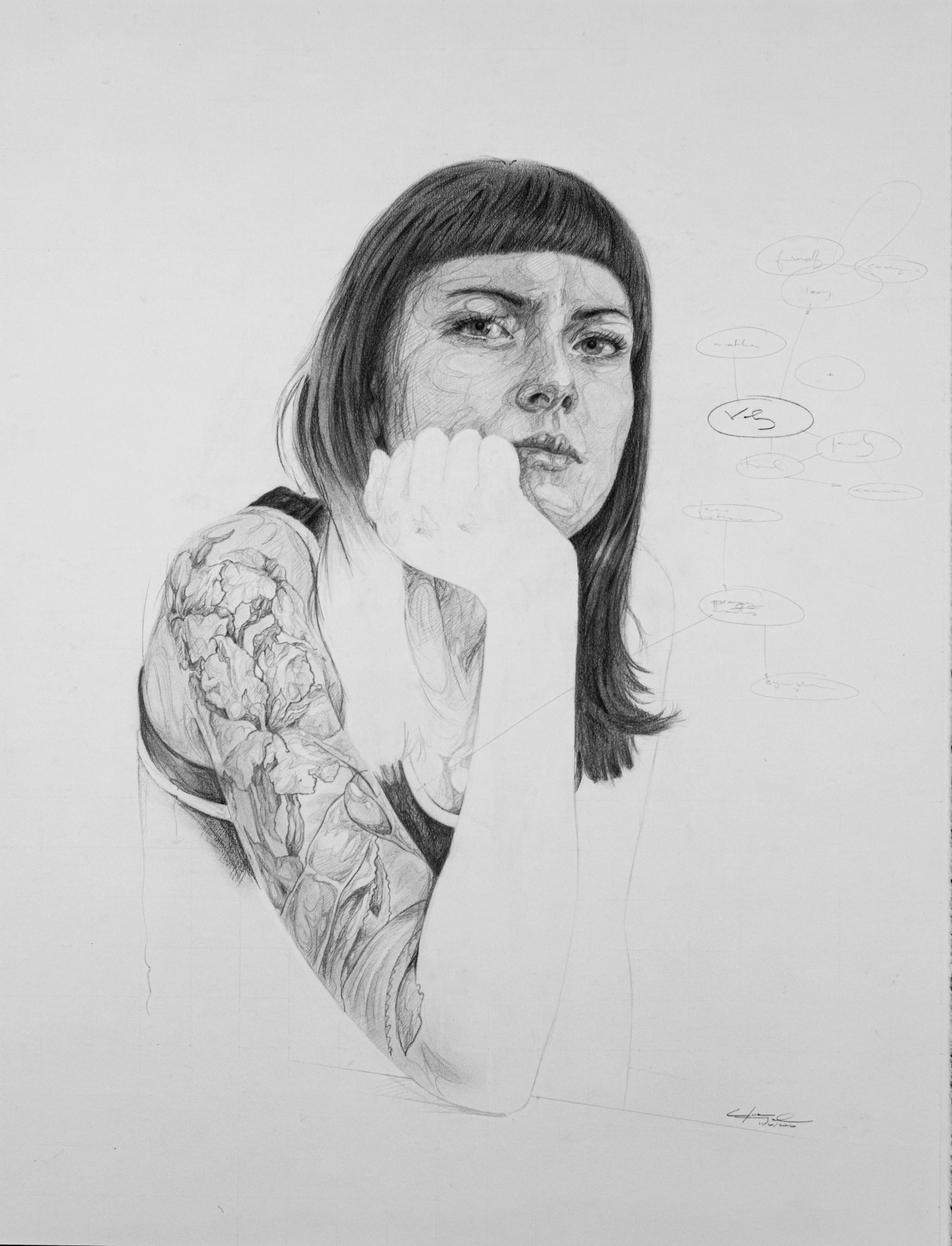 VICKY. Graphite on paper. Graphite sur papier. 19”x 25”. (2016)