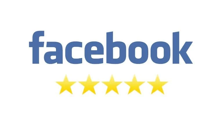 Facebook logo with five yellow stars underneath